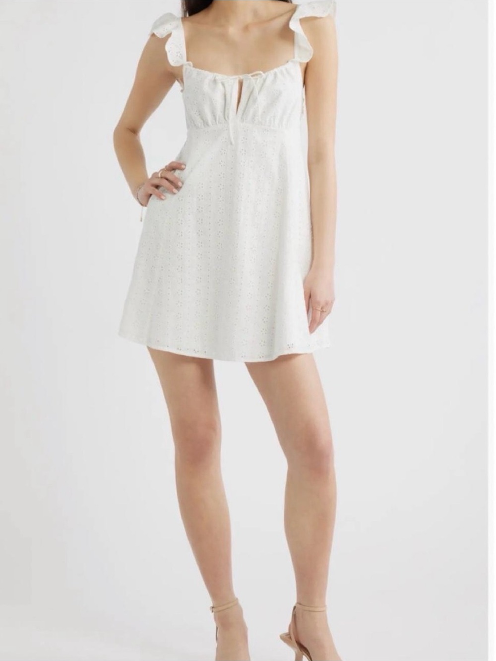 White Eyelet Mini Dress